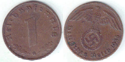 1938 G Germany 1 Pfennig A000788.